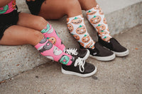 Hot Pink Monster Donut Knee High Socks