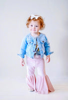 Light Pink Stripe VELVET Bell Bottoms