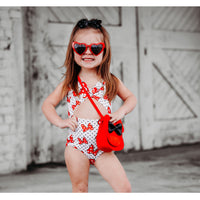 Black & Red Minnie Bows One piece