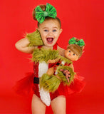 Sparkle Grungy Grinch Santa Suit Romper