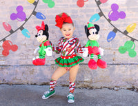 Christmas Mickey Glitter Stripes Knee High Socks