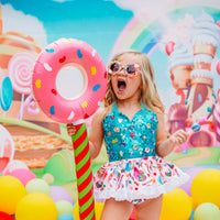 Teal DELUXE CaNdyLaNd inspired Romper