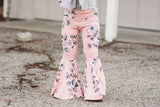 Grey & Pink Floral Bell Bottoms