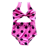 Pink & Black Polka Dot One piece