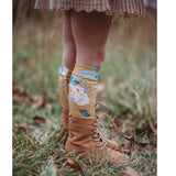 Mustard Floral Knee High Socks