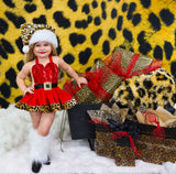 DELUXE Red CHEETAH Santa Romper