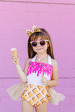 HOT PINK *SPRINKLES* Ice Cream Cone SUNDAE Romper