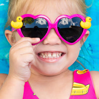 Kid's PINK Rubber Ducky Heart Shaped Sunglasses