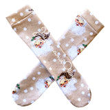 Tan Cheetah Santa Knee High Socks