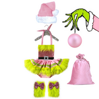 "The Grinch" Sequins PINK Bow Faux Fur Leg Warmers