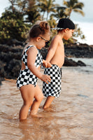 BOYS Black & White Checkered Shorts