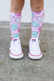 Baby Pink Conversation Heart Knee High Socks